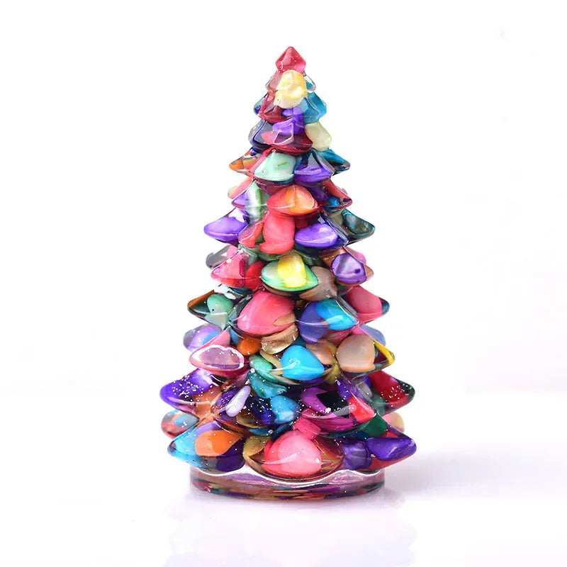 Resin Natural Gemstone Luck Tree Handmade Ornaments Christmas Trees Silicone Home Decoration Crafts Figurine Holiday Gift Aventurine / 1PC Crystal + Quartz