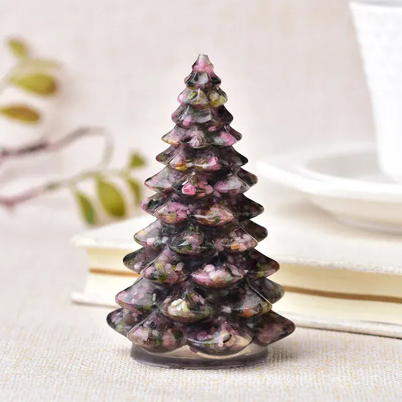 Resin Natural Gemstone Luck Tree Handmade Ornaments Christmas Trees Silicone Home Decoration Crafts Figurine Holiday Gift Colored Opals / 1PC Crystal + Quartz