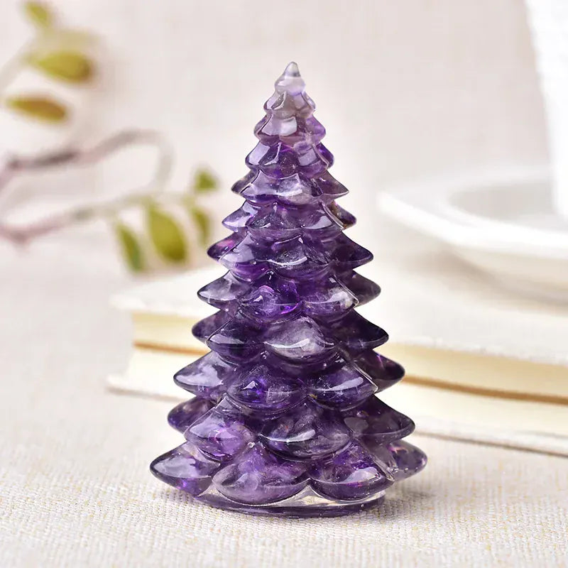 Resin Natural Gemstone Luck Tree Handmade Ornaments Christmas Trees Silicone Home Decoration Crafts Figurine Holiday Gift Opal / 1PC Crystal + Quartz