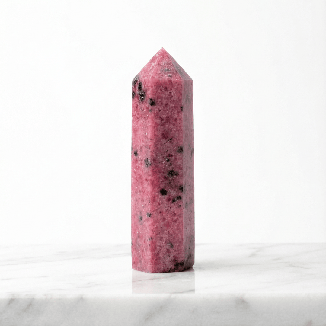 Rhodochrosite Crystal Point Tower 50-60mm Crystal + Quartz