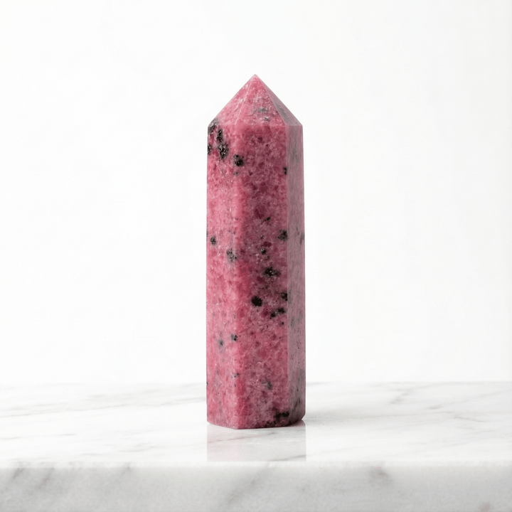 Rhodochrosite Crystal Point Tower 50-60mm Crystal + Quartz