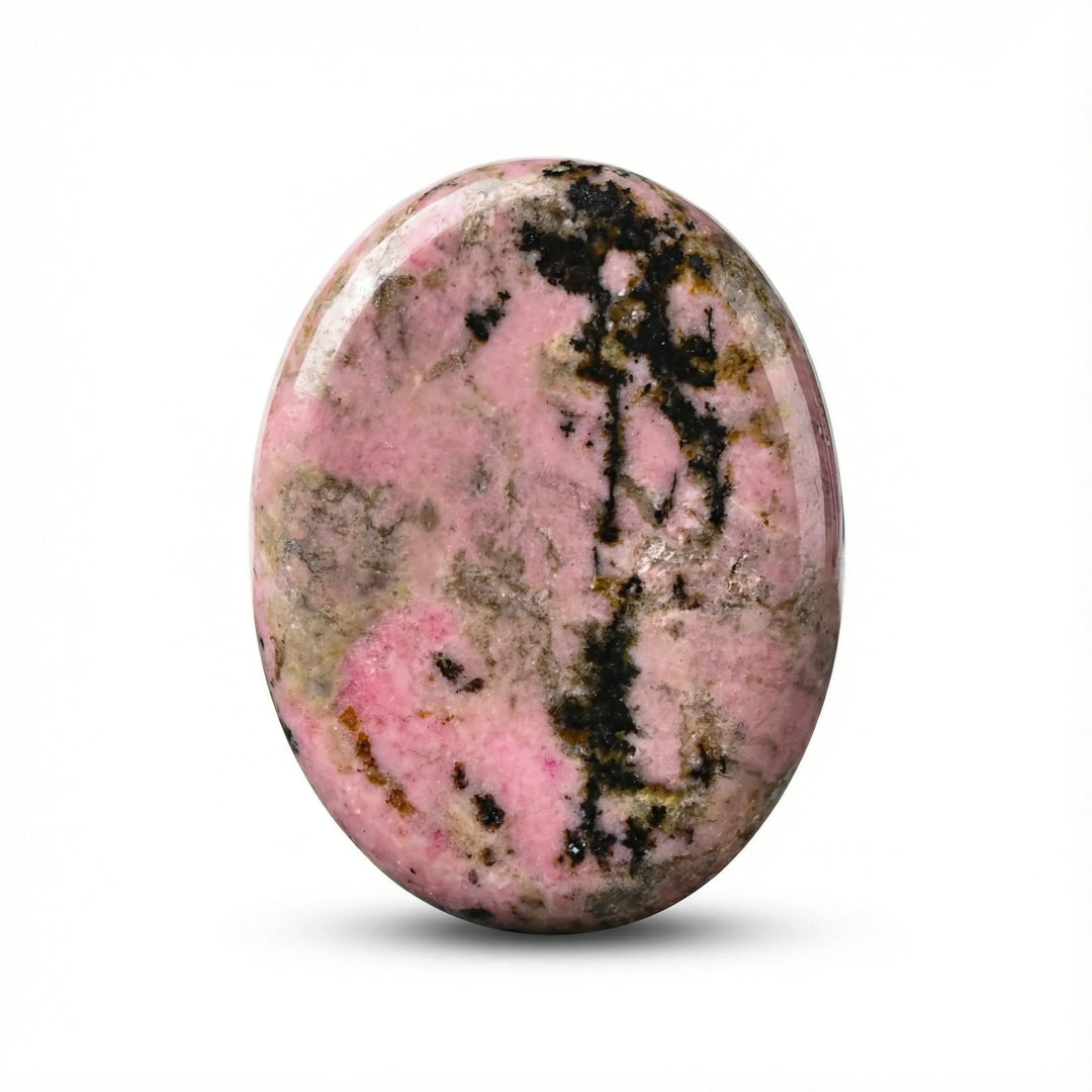 Rhodochrosite Worry Stone Rhodochrosite / 45x35mm Crystal + Quartz
