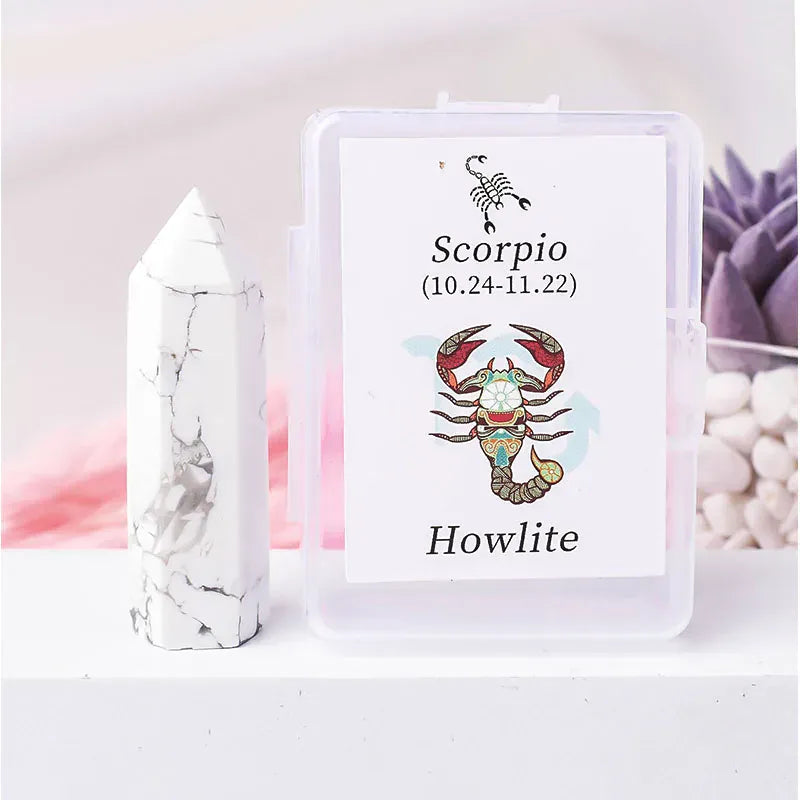 Scorpio Howlite Crystal Point Tower Scorpio Howlite / 1Pc Crystal + Quartz