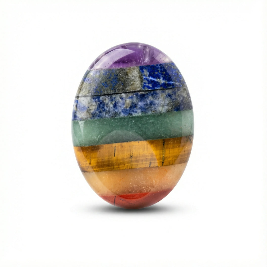 Seven Chakra Worry Stone Colorful / 1PC Crystal + Quartz