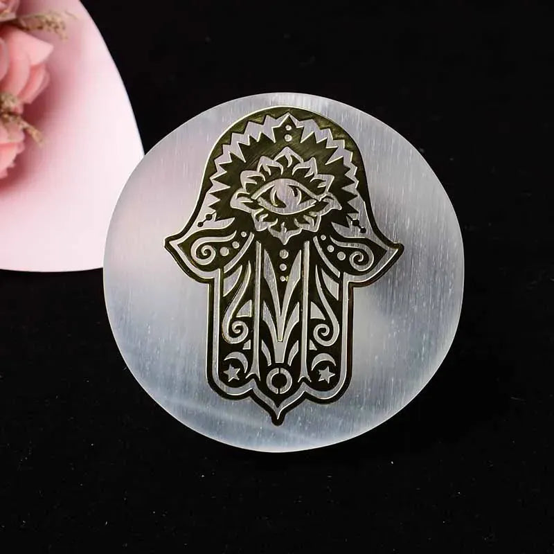 Seven Chakras Natural Selenite Stone Crystal Reiki Disc Chassis Crafts Healing Stone Items Feng Shui Collection Home Decor Gift Style 5 / 1PC Crystal + Quartz