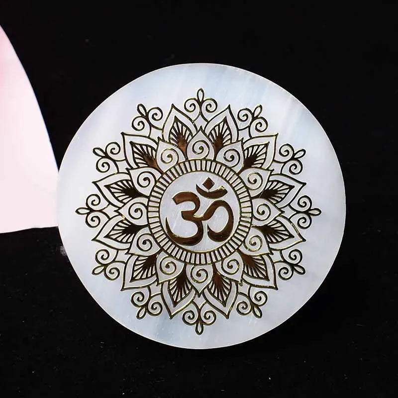 Seven Chakras Natural Selenite Stone Crystal Reiki Disc Chassis Crafts Healing Stone Items Feng Shui Collection Home Decor Gift Style 6 / 1PC Crystal + Quartz