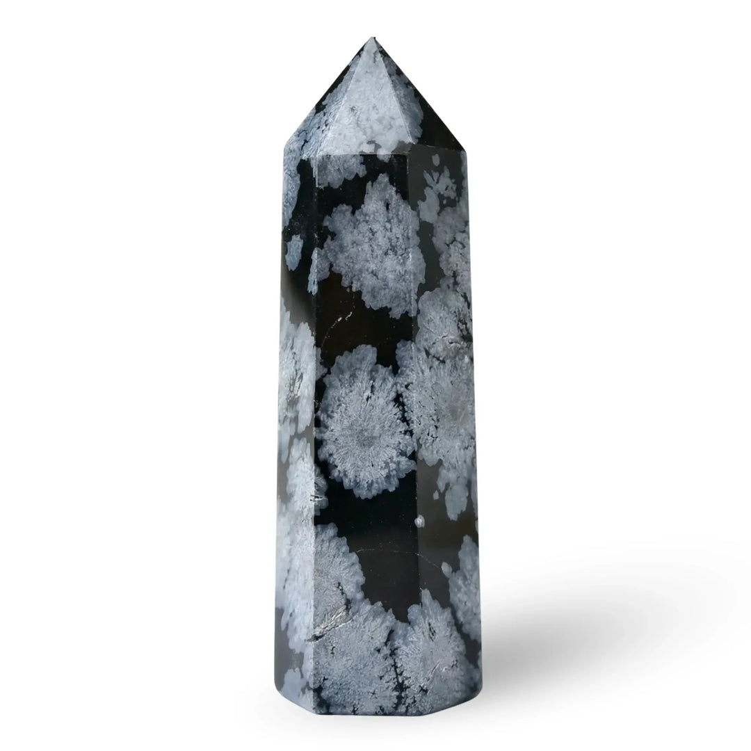Snowflake Obsidian Crystal Point Tower Crystal Tower Points 50-60mm Crystal + Quartz