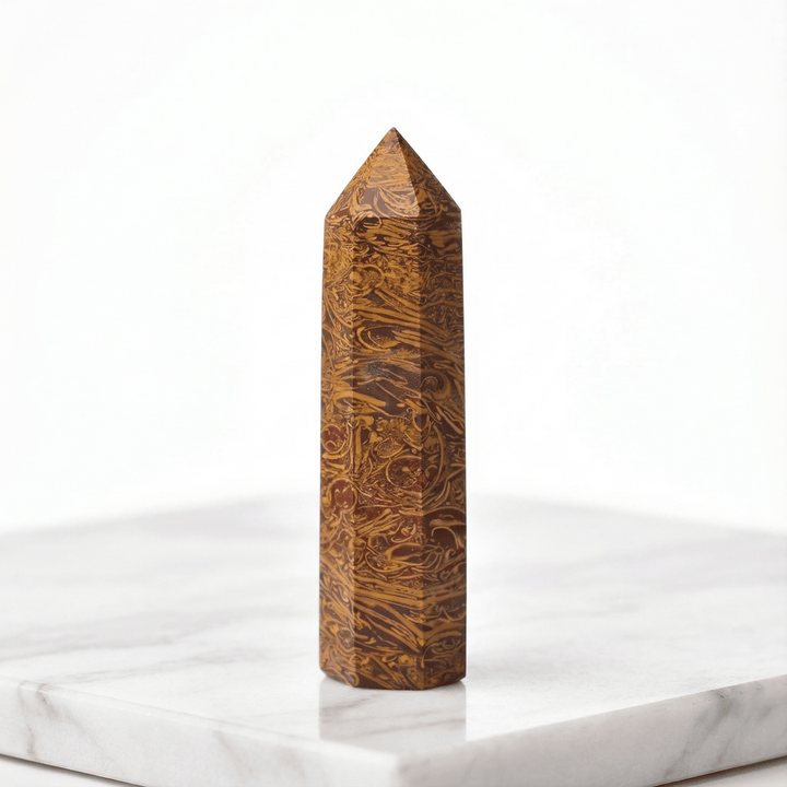 Spun Gold Jade Crystal Point Tower 50-60mm Crystal + Quartz