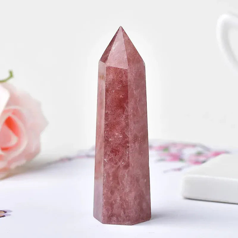 Strawberry Crystal Crystal Point Tower Strawberry Crystal / 70-80mm Crystal + Quartz