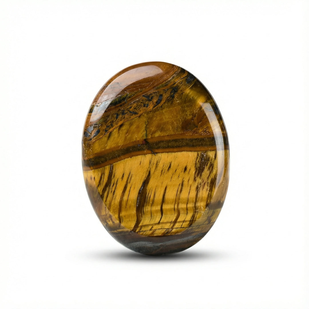 Tiger Eye Worry Stone Tigers Eye / 45x35mm Crystal + Quartz