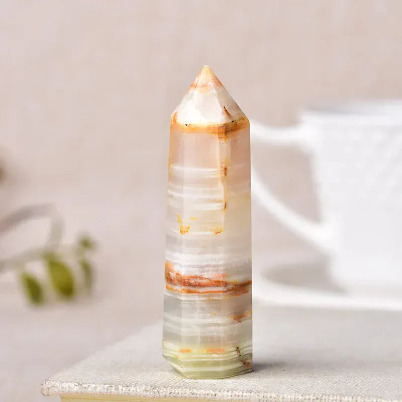 White Afghan jade Crystal Point Tower White Afghan jade / 60-70mm Crystal + Quartz
