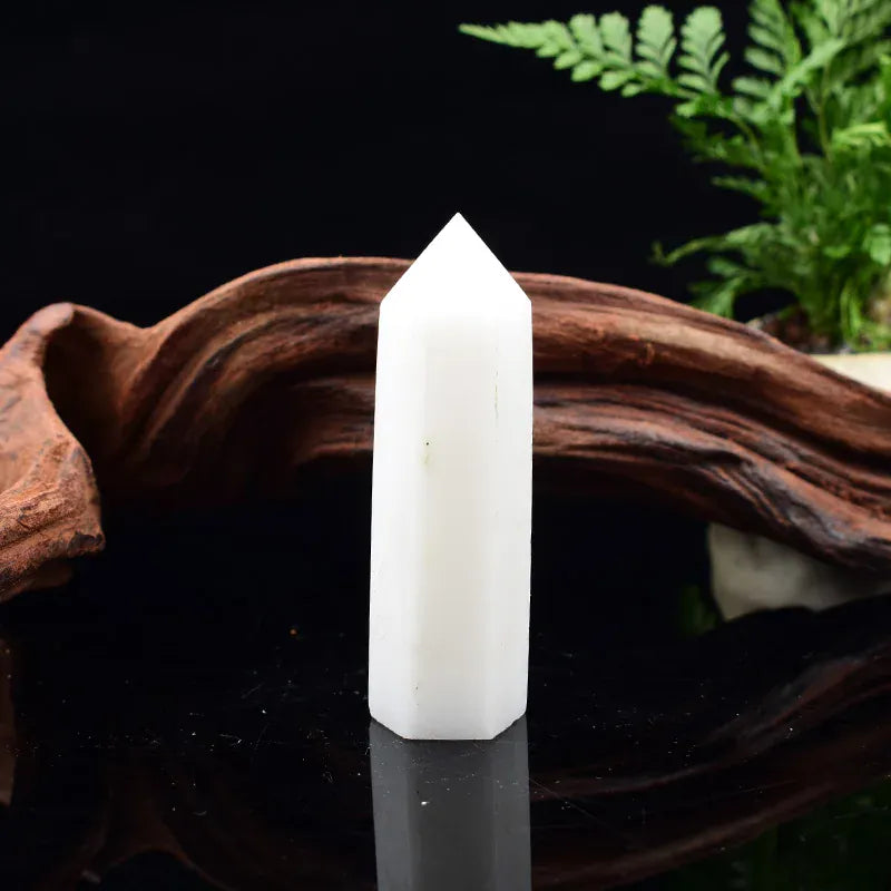 White Marble Crystal Point Tower White Marble / 50-60mm Crystal + Quartz