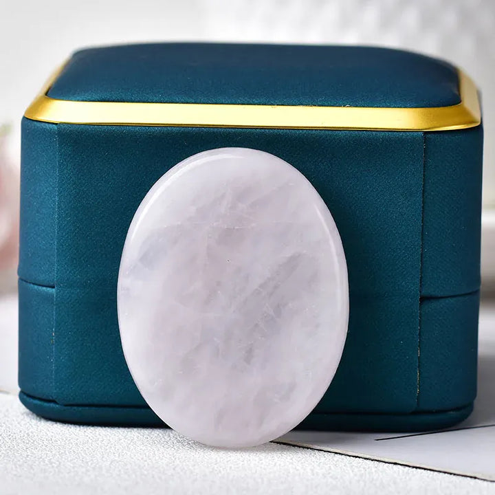 Worry Stone Natural Gemstone Energy Healing Stone Thumb Massage Chakra Wicca Reiki Spiritual Therapy Minerales Ornaments Rhodochrosite / 45x35mm Crystal + Quartz