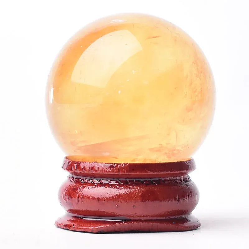 Yellow Calcite Sphere with Stand Yellow Calcite Ball / 28-32mm Crystal + Quartz