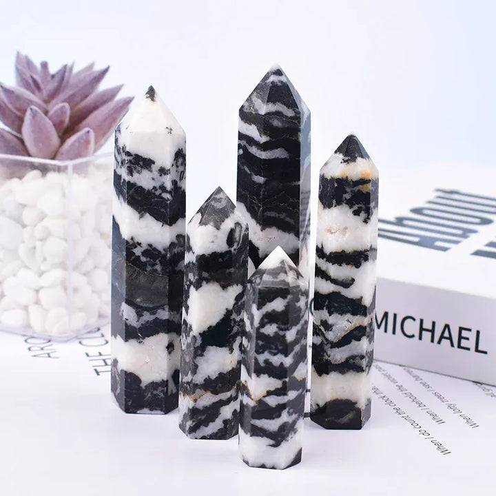 Zebra Stone Crystal Point Tower Crystal + Quartz