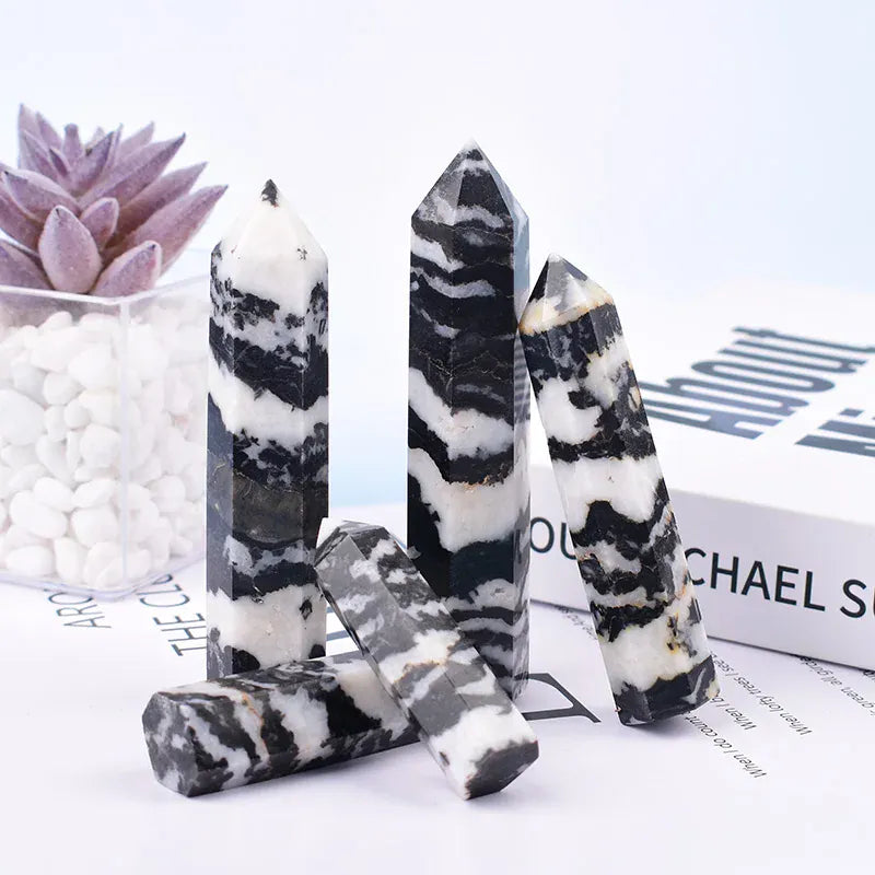 Zebra Stone Crystal Point Tower Crystal + Quartz